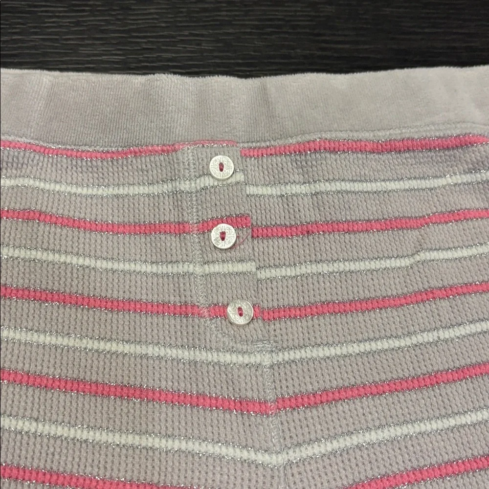 Y2K Victoria’s Secret Grey Pink Metallic Striped Terry Cloth Trim Shorts WN Med‎
